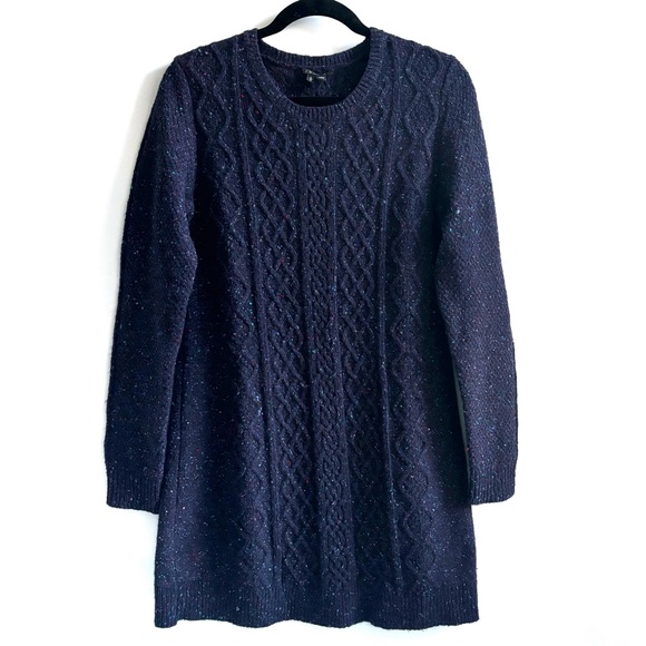 Theory Mayly Fleck Wool Mohair Cable Knit Sweater Dress Purple Fleck Size Large - Picture 3 of 17